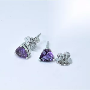 Amethyst Ohrringe mit 1.23g Gold und 2x1.27 ct Edelsteinen